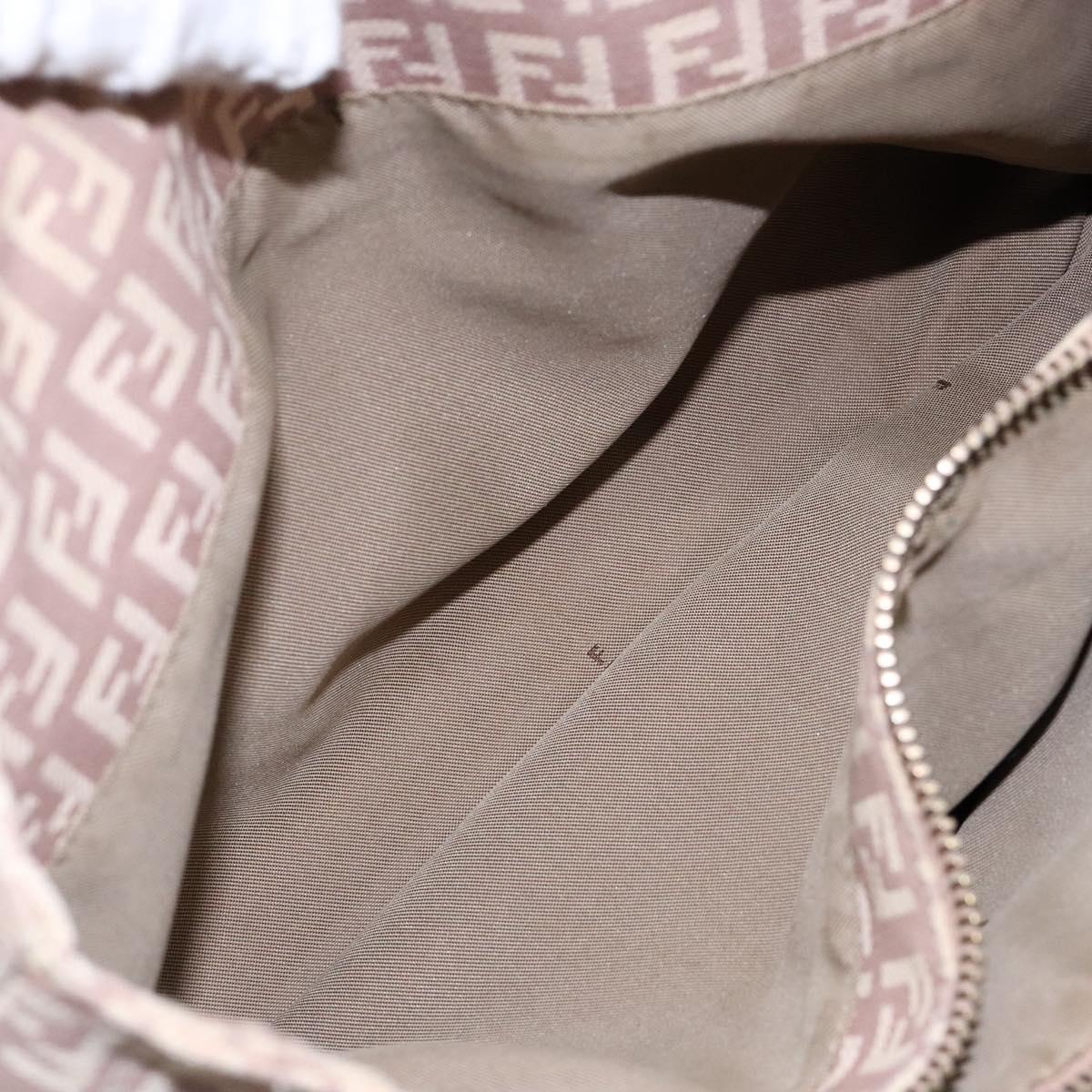 FENDI Zucchino Canvas Hand Bag Beige Gold Auth kk549
