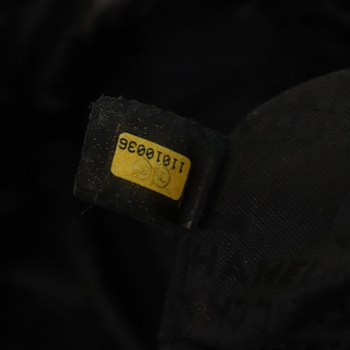 CHANEL Chain Shoulder Bag Coated Canvas Silver Black CC Auth kk553