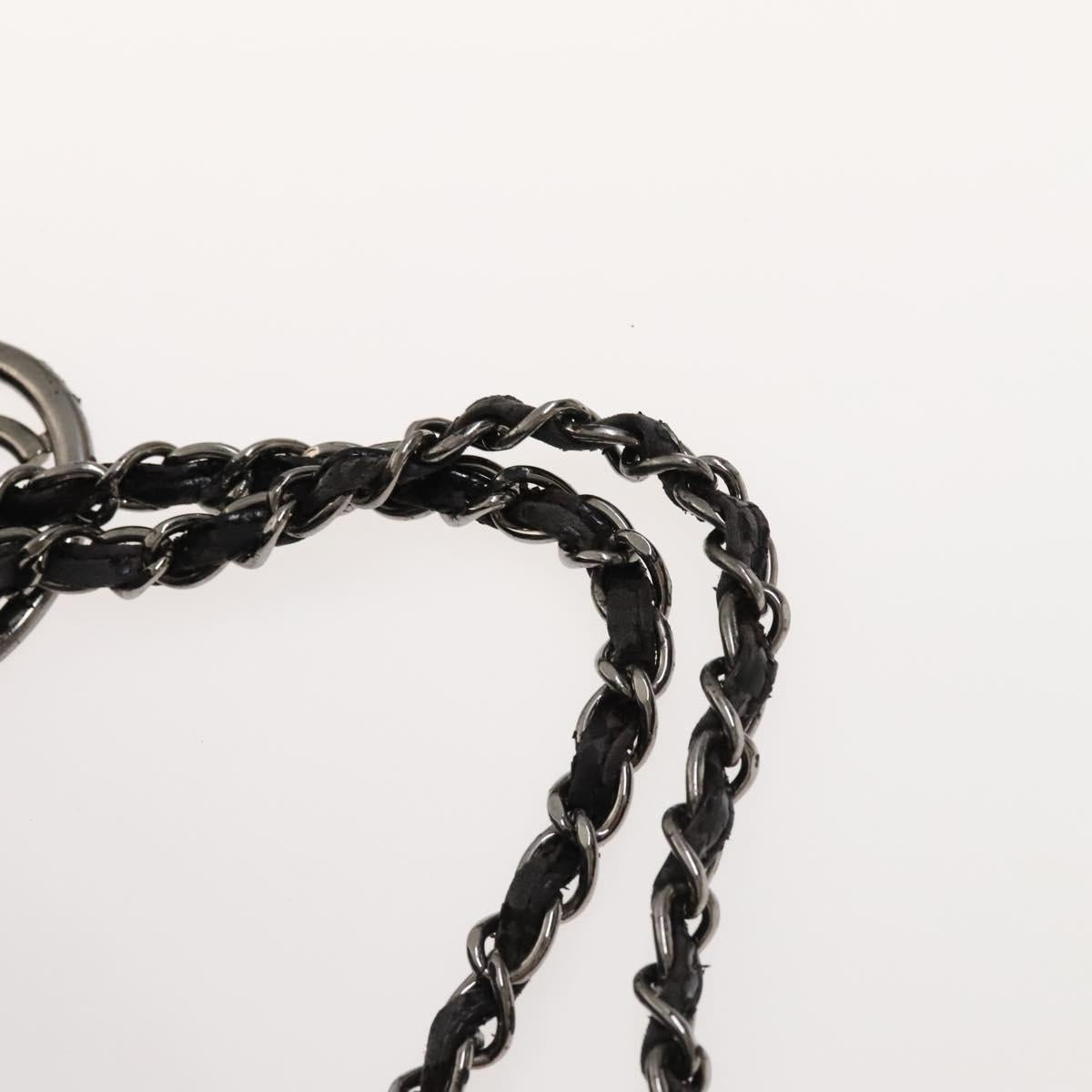 CHANEL Chain Shoulder Bag Coated Canvas Silver Black CC Auth kk553