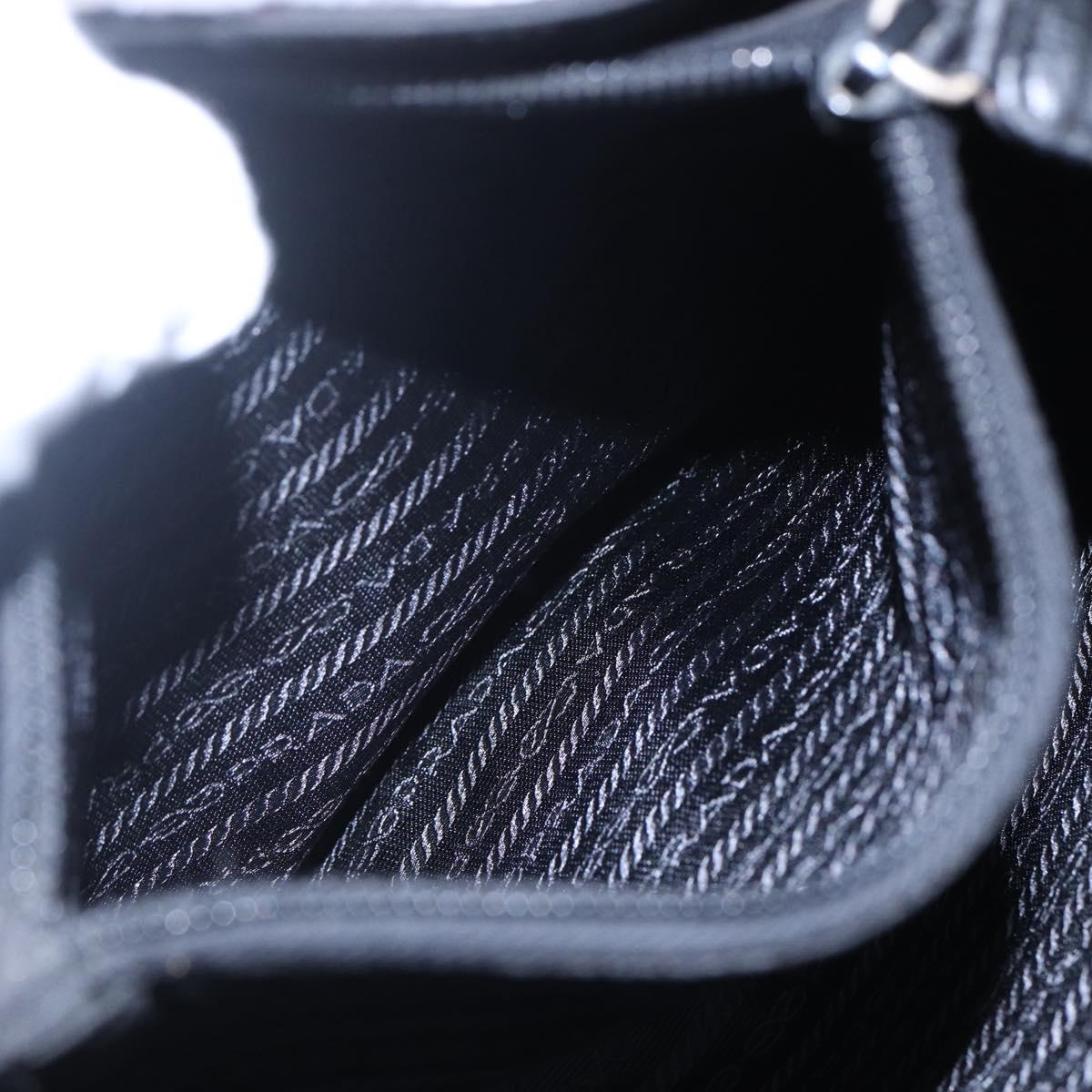 PRADA Shoulder Bag Nylon Leather Black Silver Auth kk556