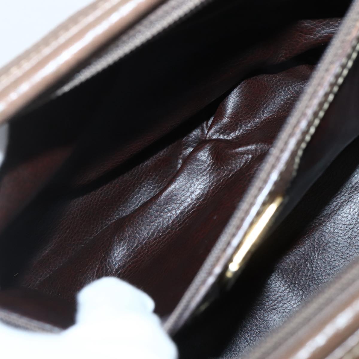 FENDI Hand Bag Leather Brown Gold Auth kk558