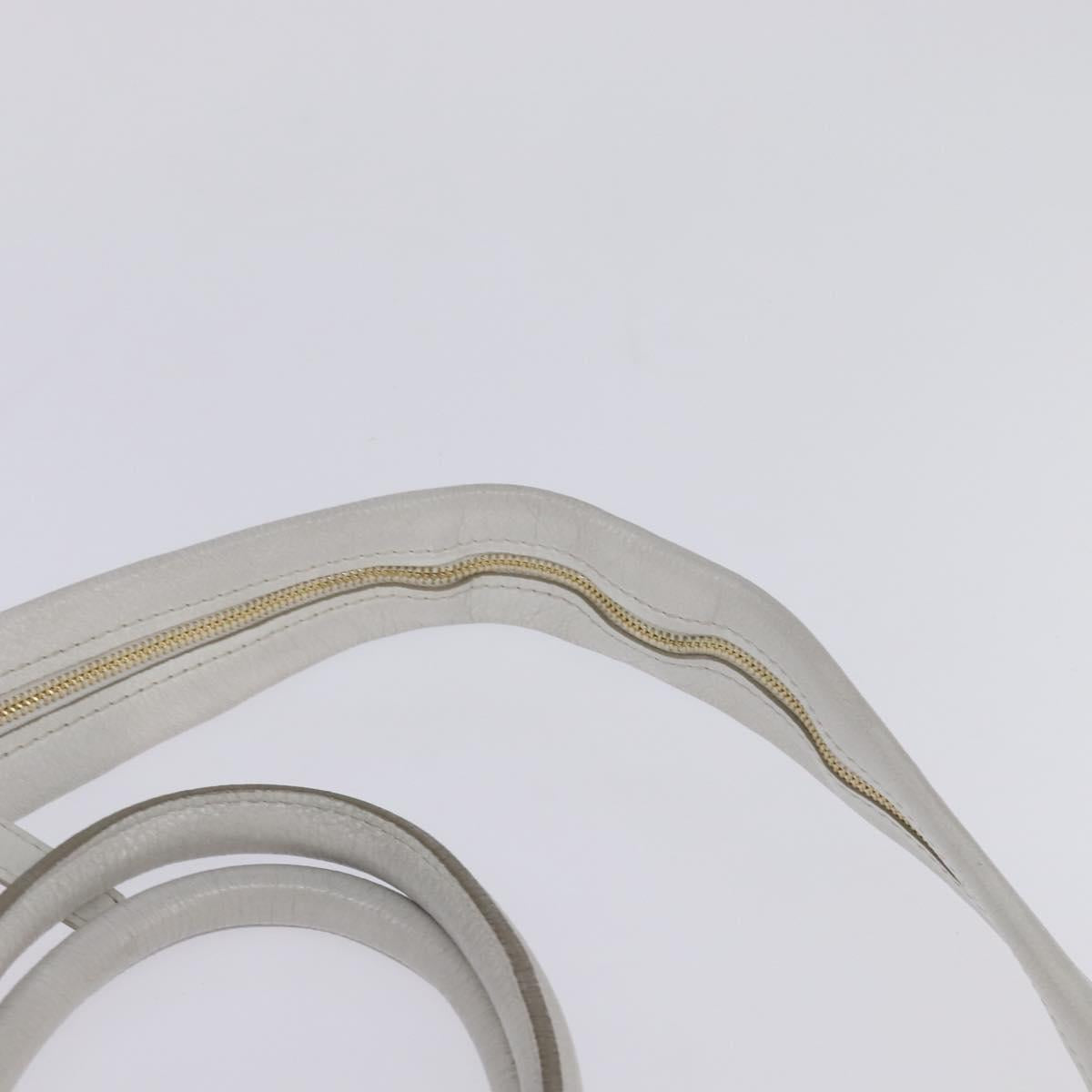 GIVENCHY Hand Bag Leather 2way Gold White Auth kk559