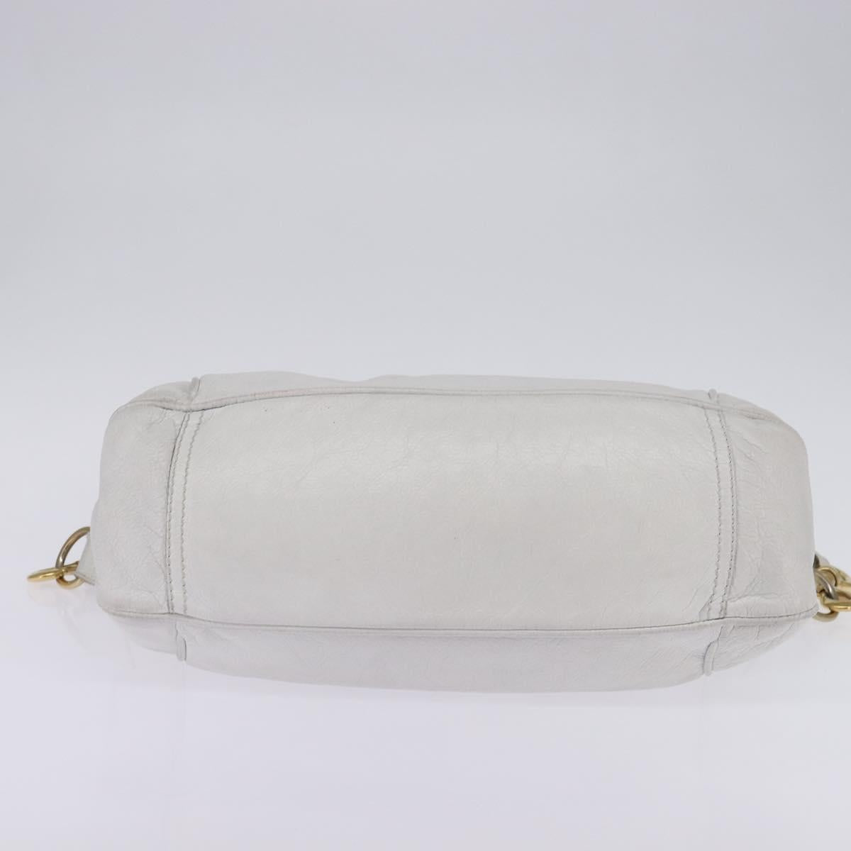 GIVENCHY Hand Bag Leather 2way Gold White Auth kk559