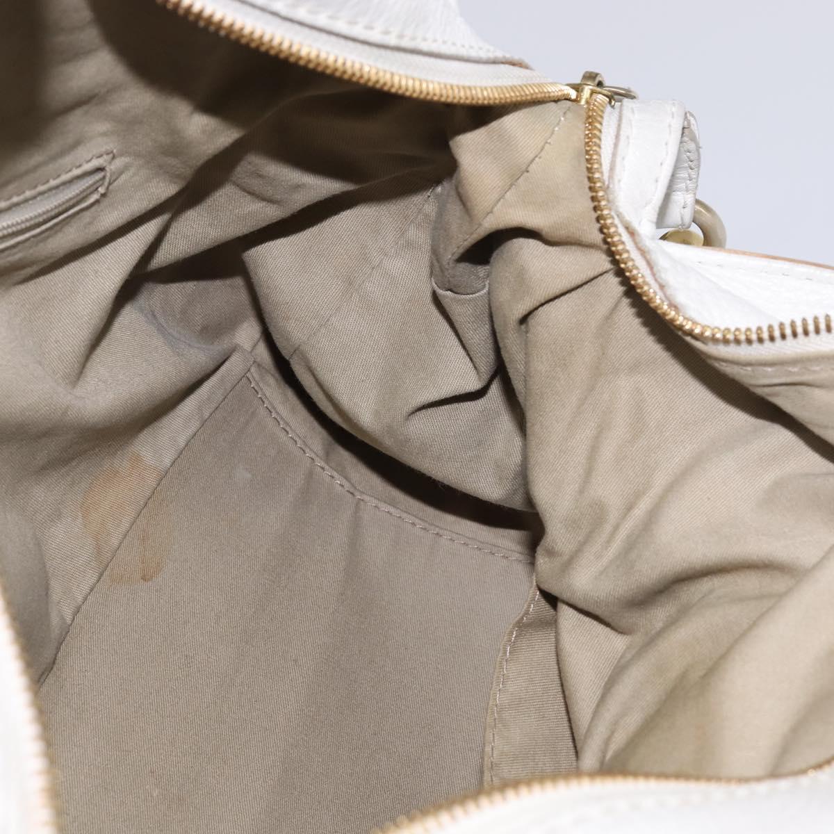 GIVENCHY Hand Bag Leather 2way Gold White Auth kk559