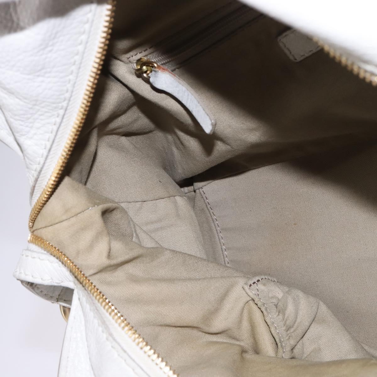 GIVENCHY Hand Bag Leather 2way Gold White Auth kk559