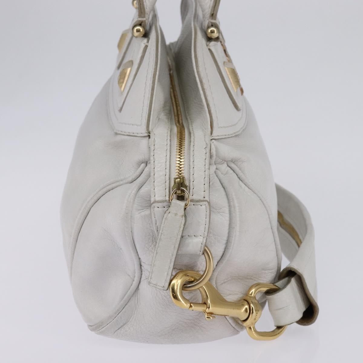 GIVENCHY Hand Bag Leather 2way Gold White Auth kk559