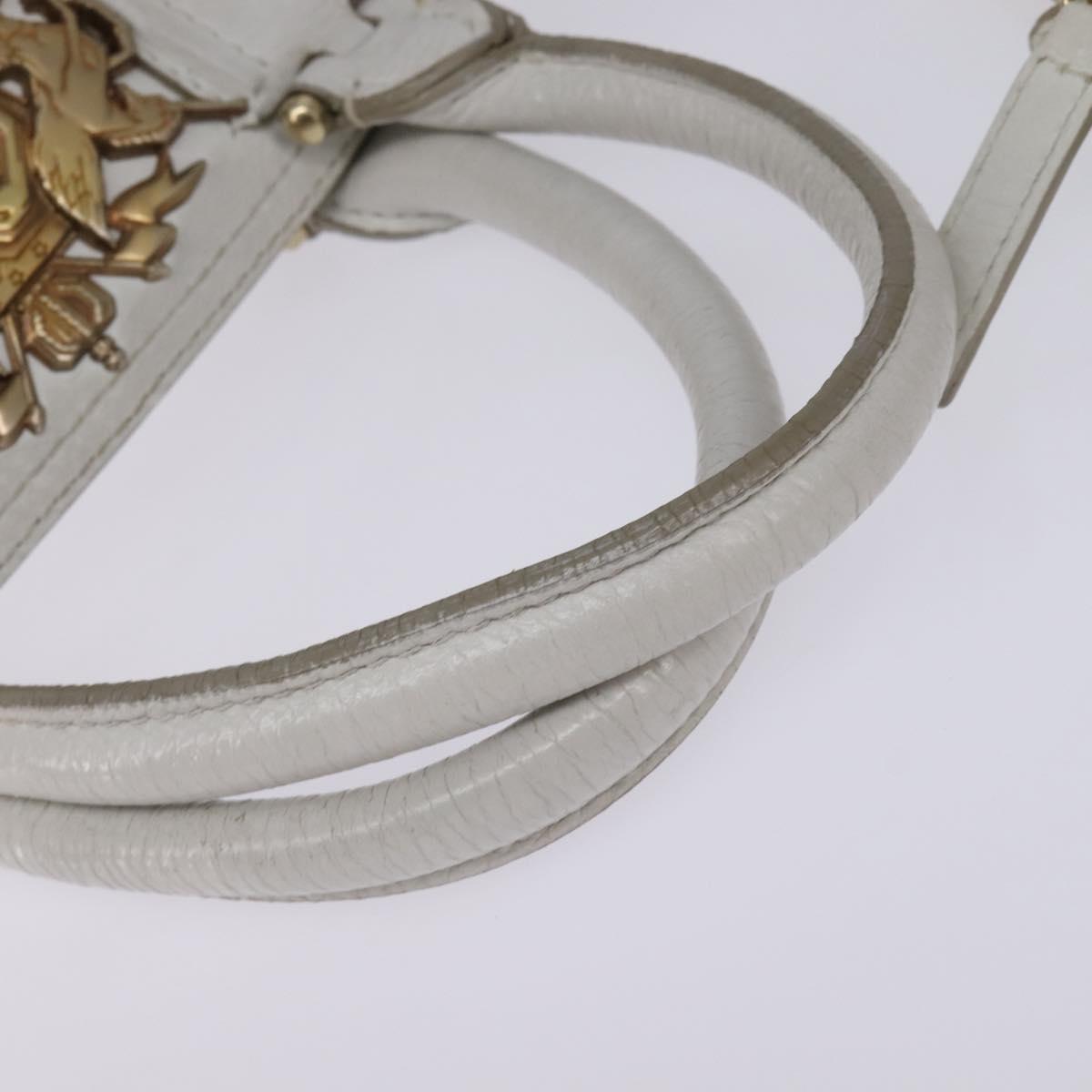 GIVENCHY Hand Bag Leather 2way Gold White Auth kk559