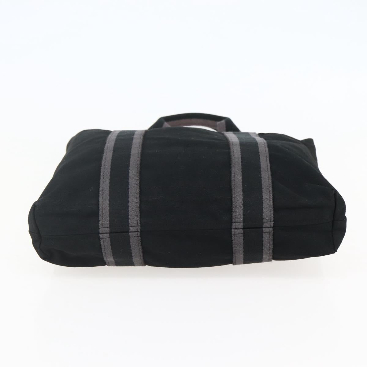 HERMES Fourre Tout Cabass Tote Bag Canvas Black Auth kk560
