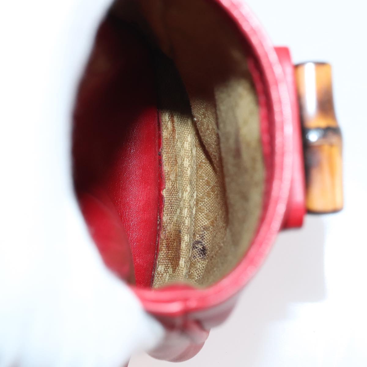 GUCCI Bamboo Backpack Leather Red Gold 003 2058 0016 Auth kk563