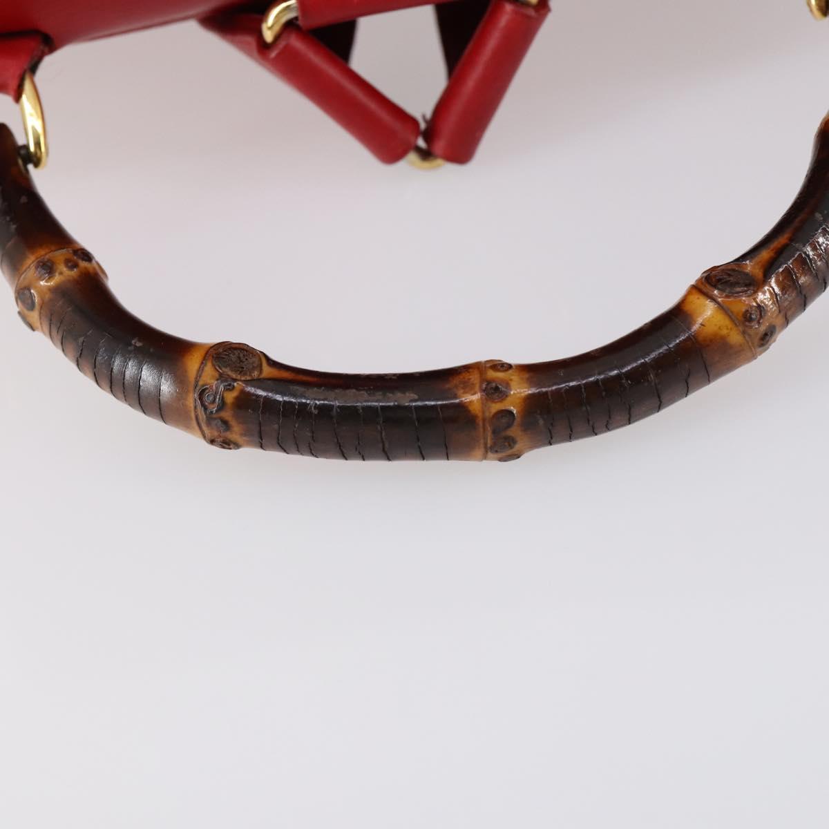 GUCCI Bamboo Backpack Leather Red Gold 003 2058 0016 Auth kk563