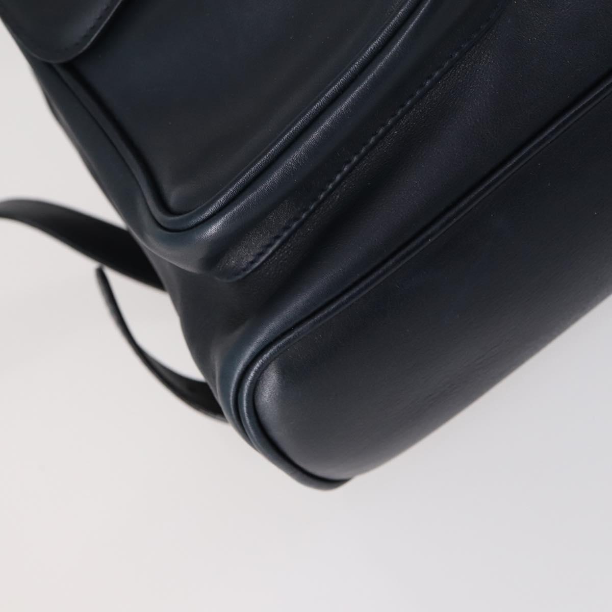 GUCCI Bamboo Backpack Leather Navy Gold 003 2058 0016 Auth kk564