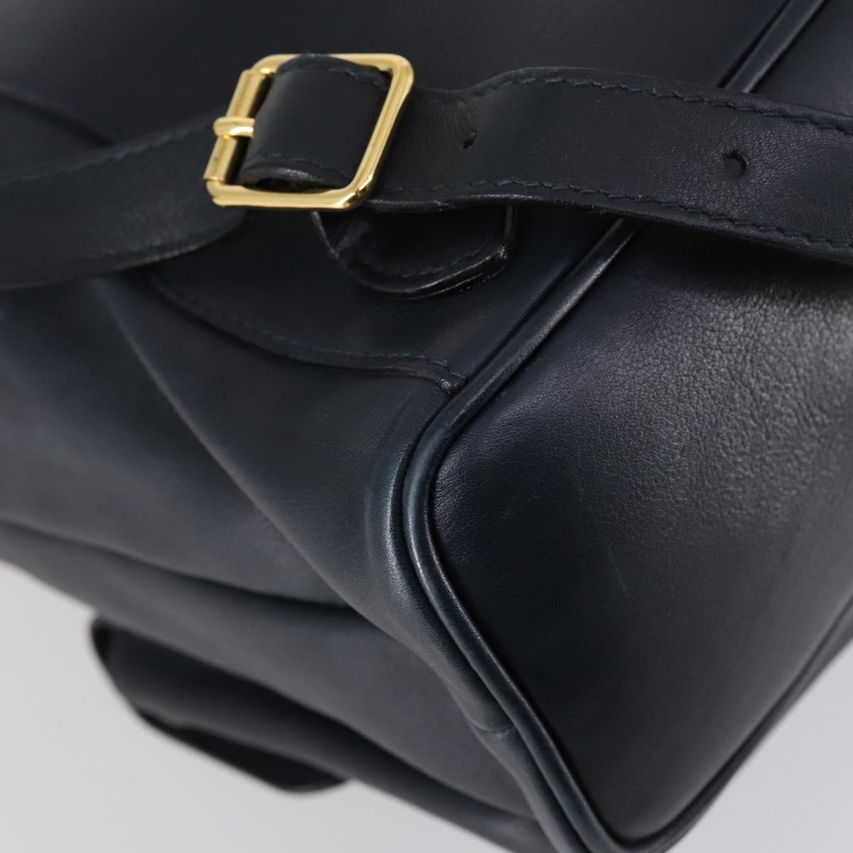 GUCCI Bamboo Backpack Leather Navy Gold 003 2058 0016 Auth kk564