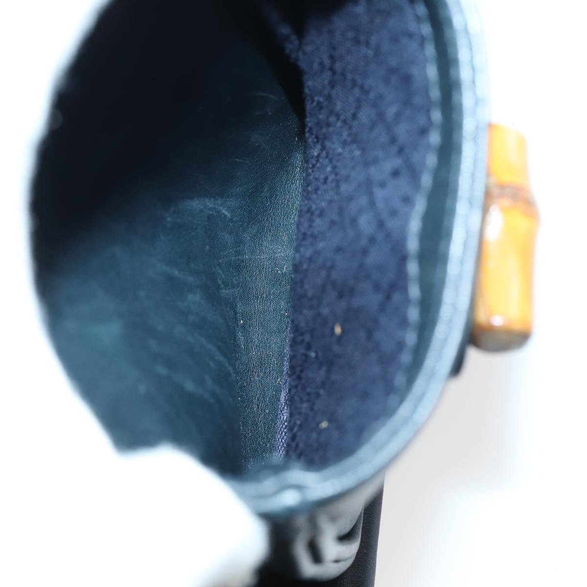 GUCCI Bamboo Backpack Leather Navy Gold 003 2058 0016 Auth kk564