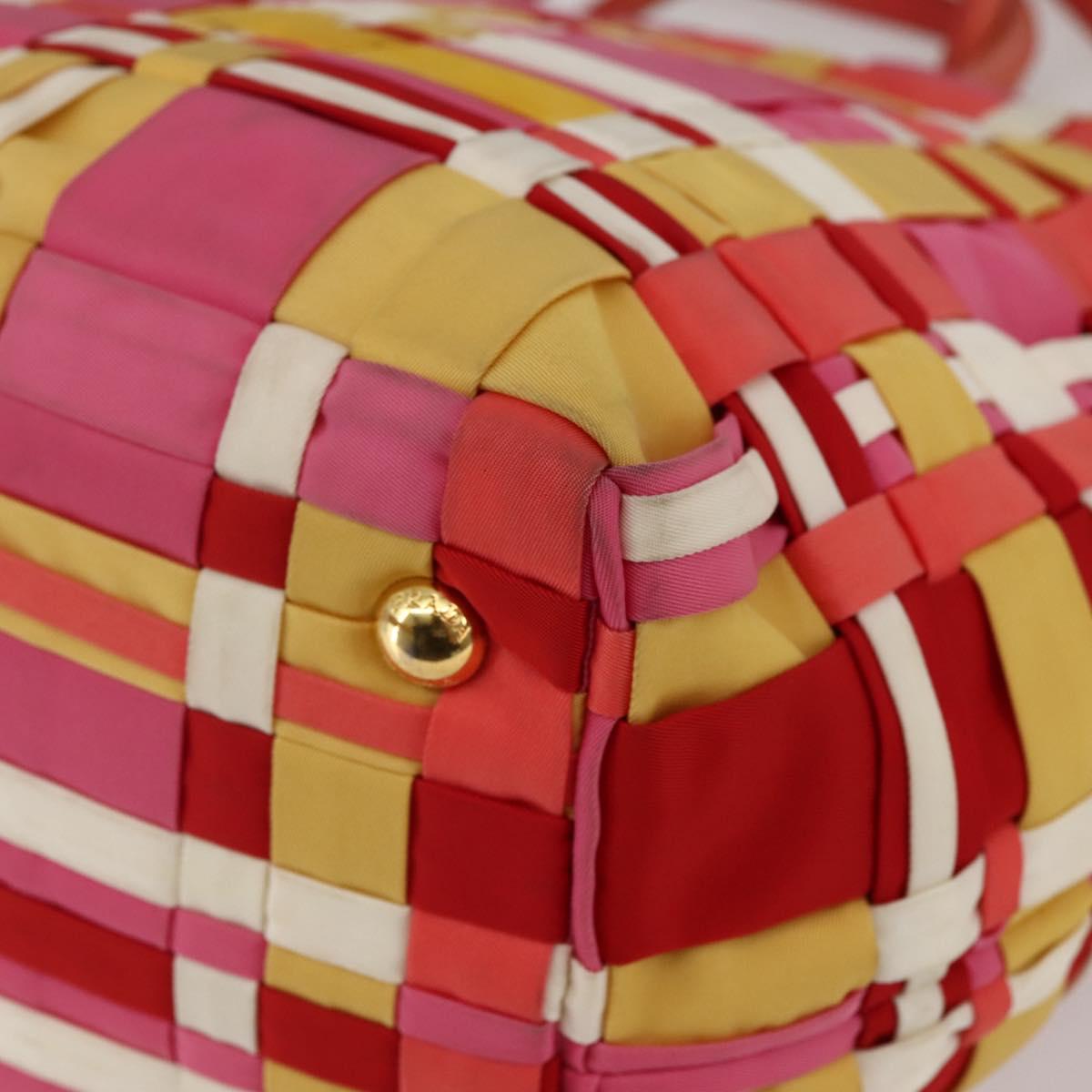 PRADA Hand Bag Nylon 2way Multicolor Gold Auth kk565