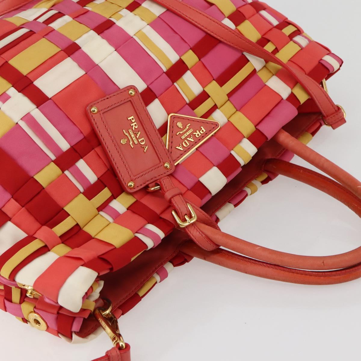 PRADA Hand Bag Nylon 2way Multicolor Gold Auth kk565