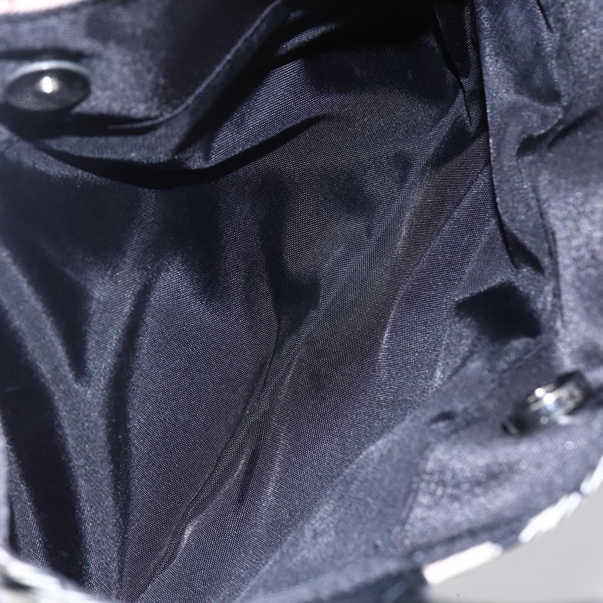 BURBERRY Nova Check Blue Label Hand Bag Nylon Gold Silver Auth kk569