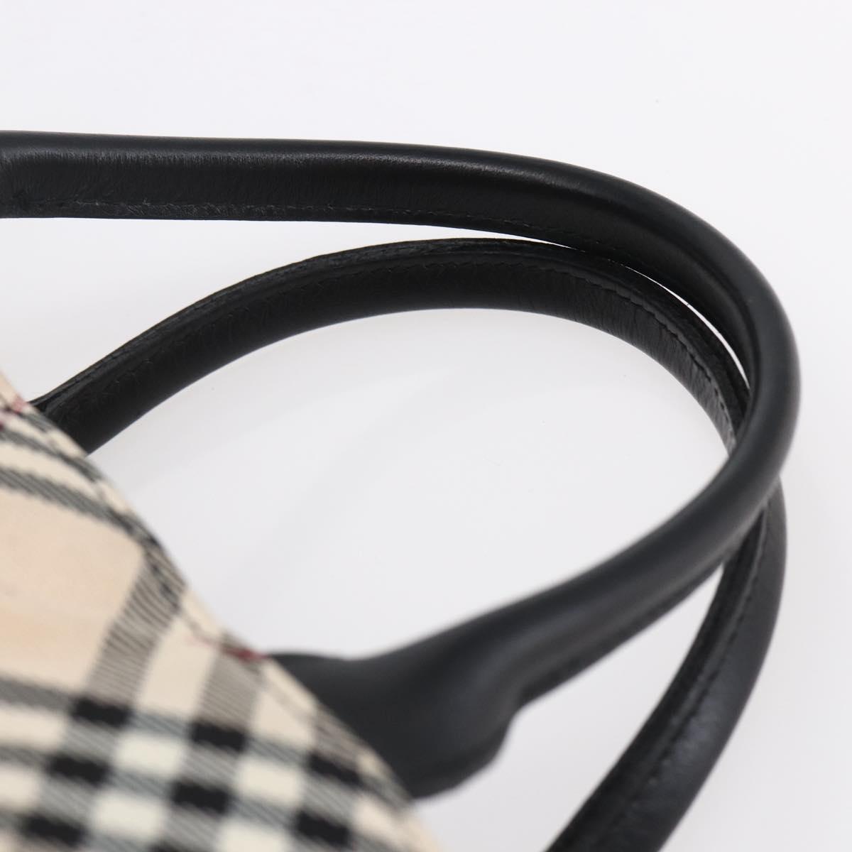 BURBERRY Nova Check Blue Label Hand Bag Nylon Gold Silver Auth kk569