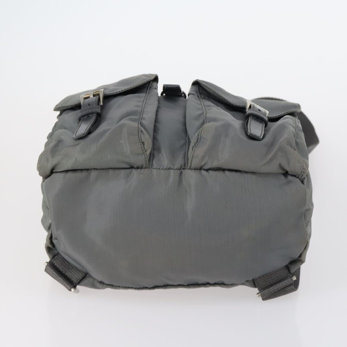 PRADA Backpack Nylon Gray Silver Auth kk572