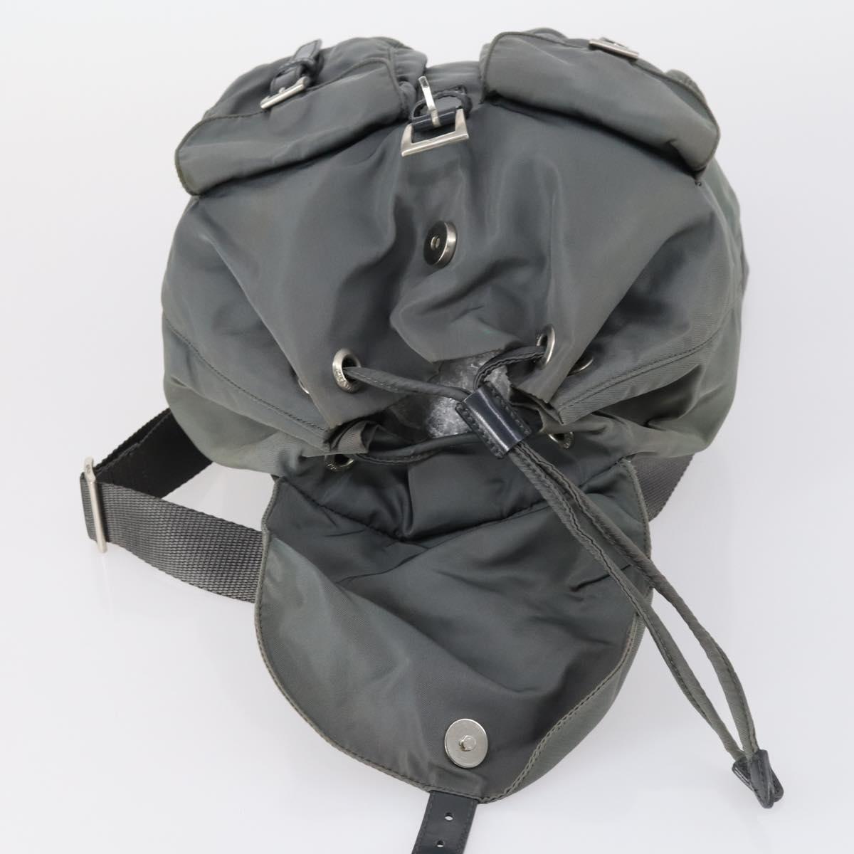 PRADA Backpack Nylon Gray Silver Auth kk572