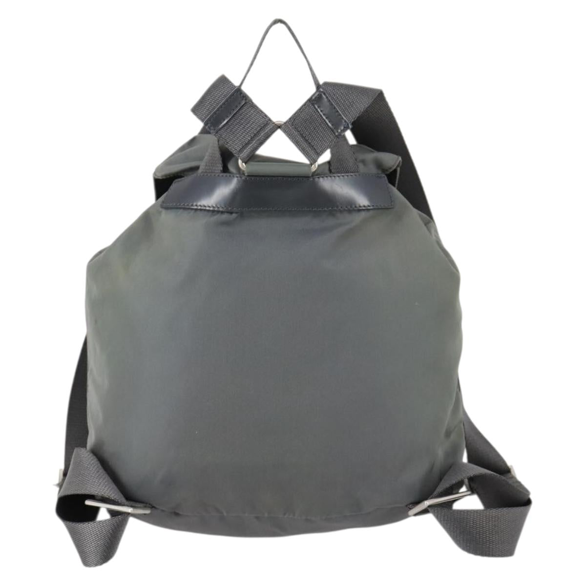 PRADA Backpack Nylon Gray Silver Auth kk572