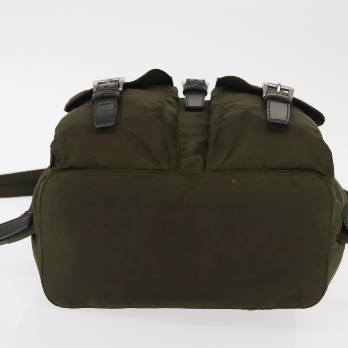 PRADA Backpack Nylon Green Silver Auth kk575