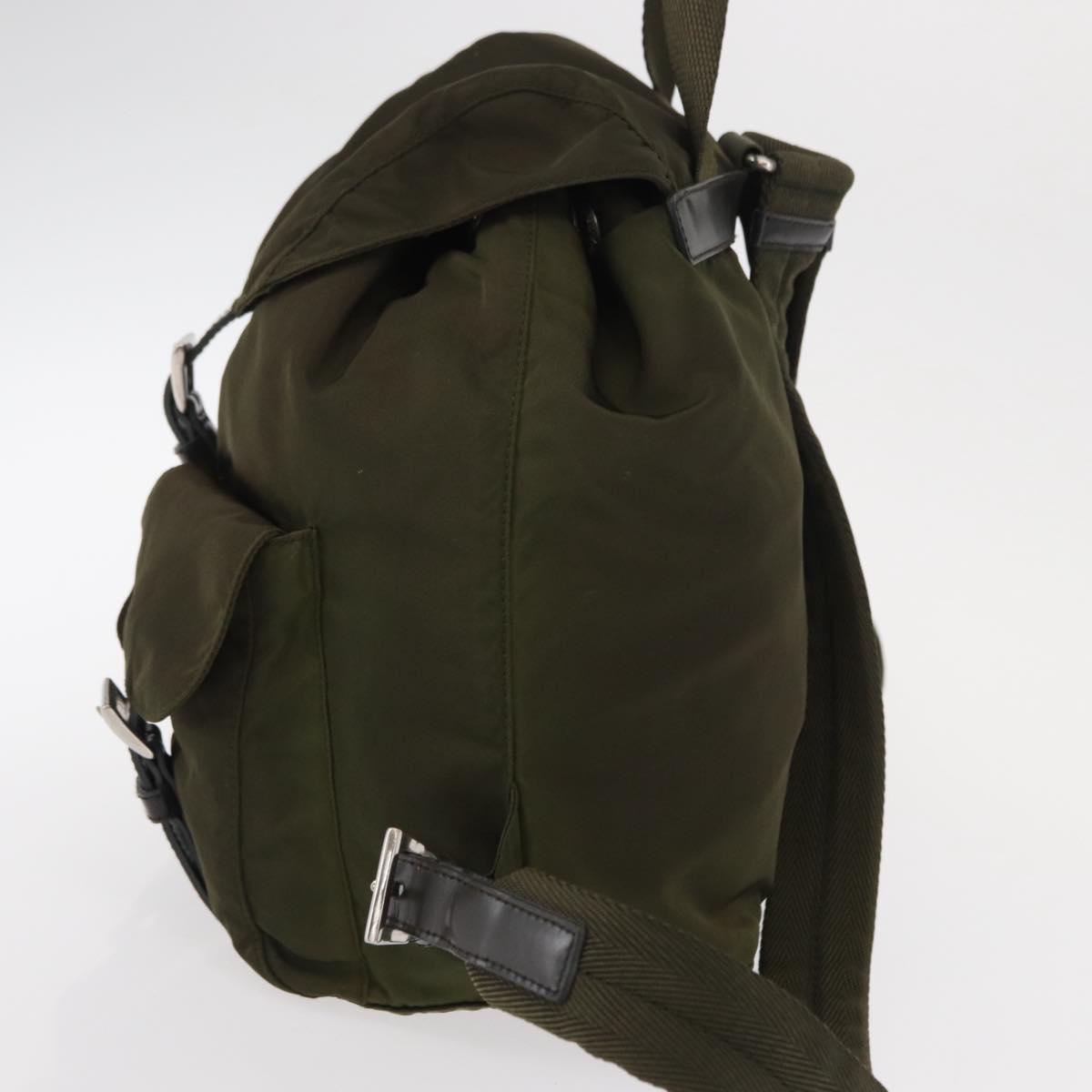 PRADA Backpack Nylon Green Silver Auth kk575