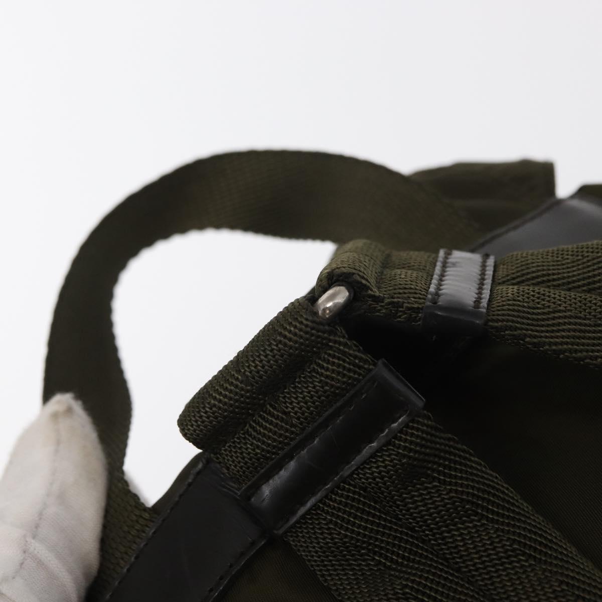 PRADA Backpack Nylon Green Silver Auth kk575