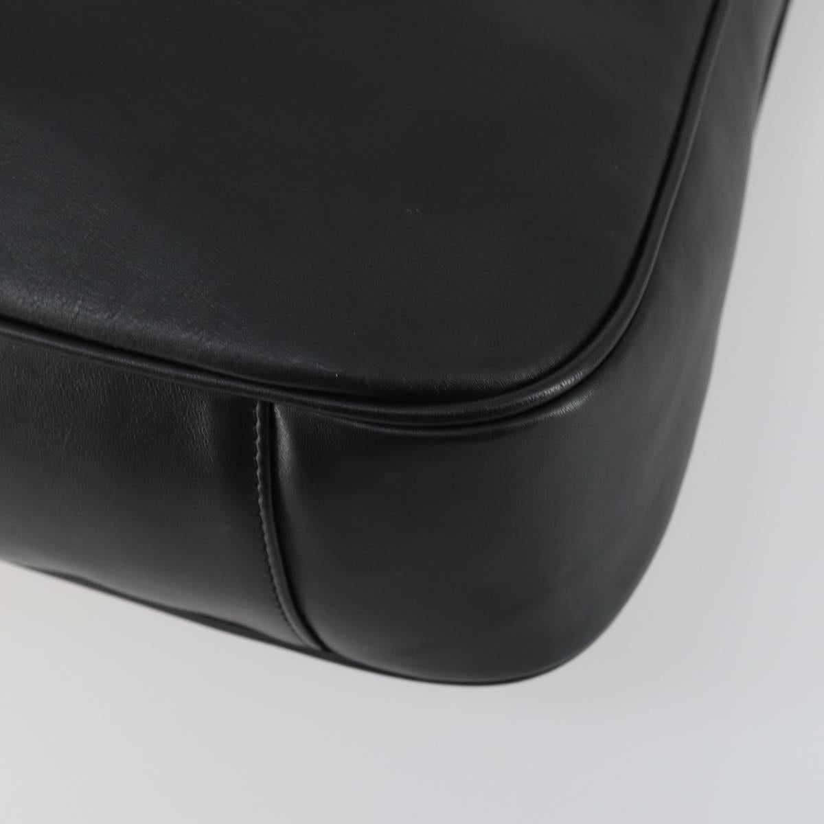 GUCCI Bamboo Shoulder Bag Leather 2way Black Gold 001 1577 2123 Auth kk577