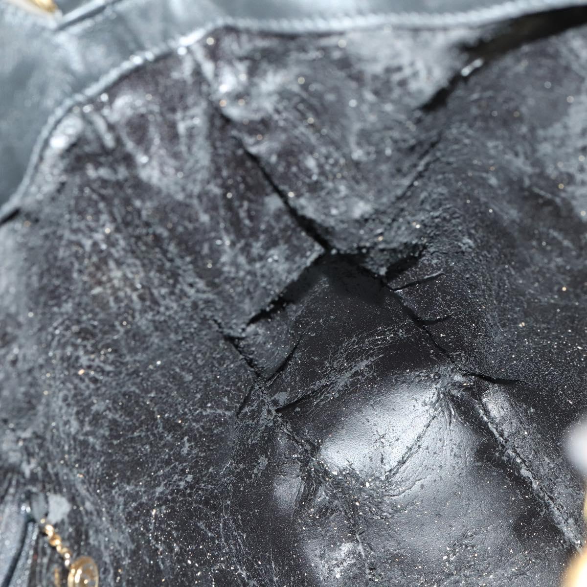 GUCCI Bamboo Shoulder Bag Leather 2way Black Gold 001 1577 2123 Auth kk577