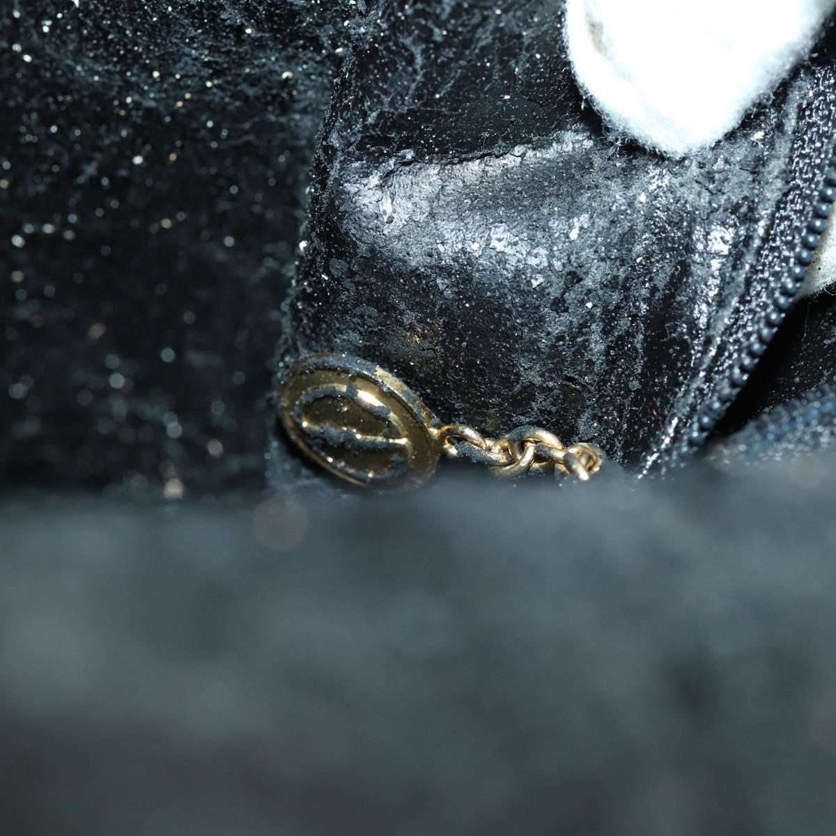 GUCCI Bamboo Shoulder Bag Leather 2way Black Gold 001 1577 2123 Auth kk577