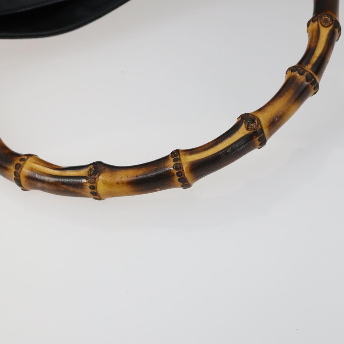 GUCCI Bamboo Shoulder Bag Leather 2way Black Gold 001 1577 2123 Auth kk577