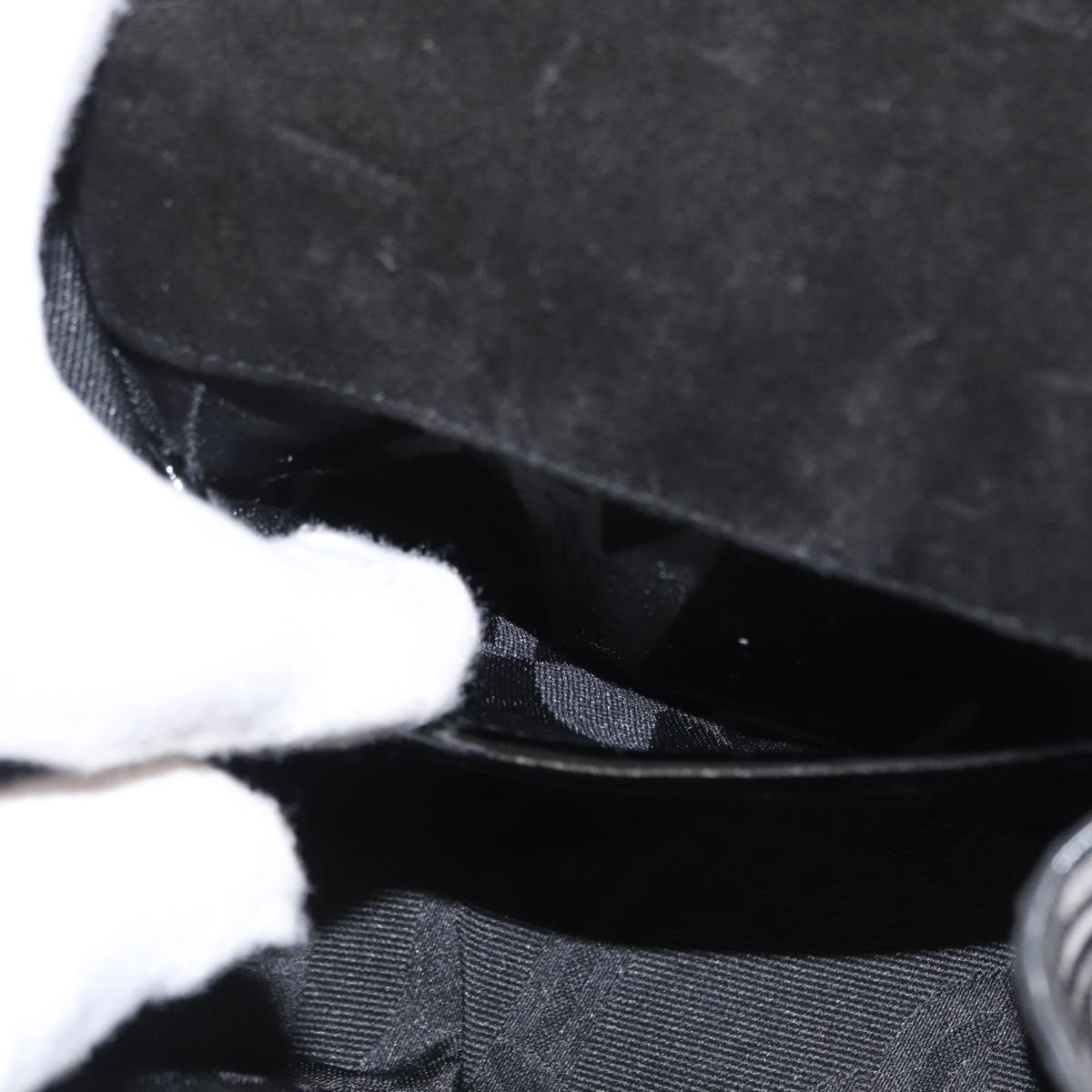 Salvatore Ferragamo Gancini Shoulder Bag Enamel Black Gold Auth kk580