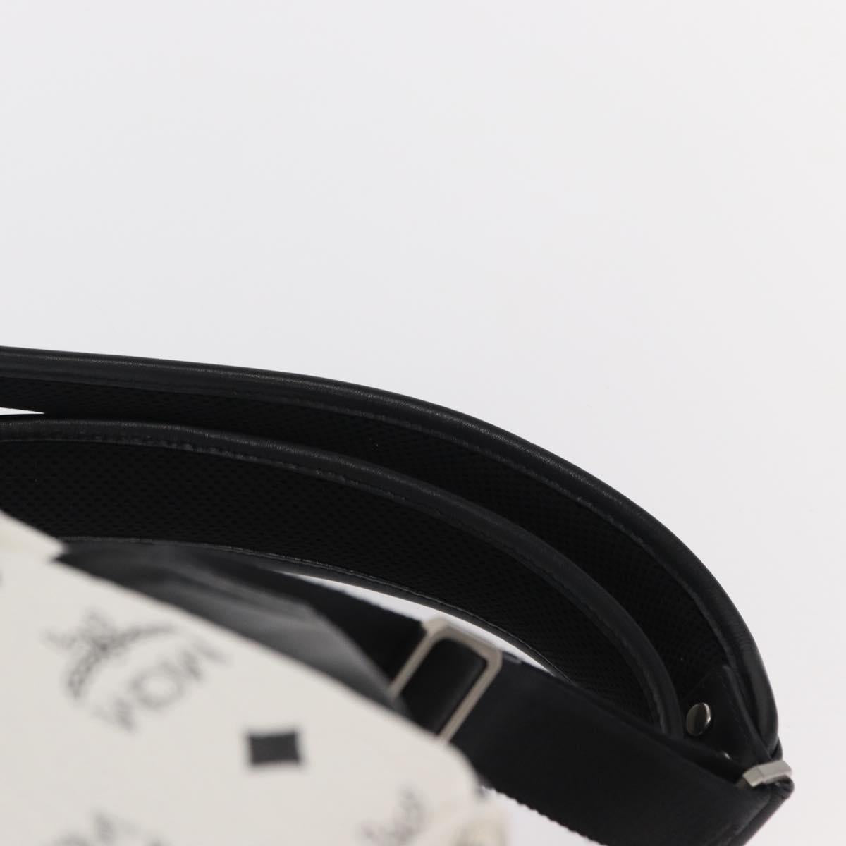 MCM Vicetos Logogram Backpack PVC Leather White Silver Auth kk581