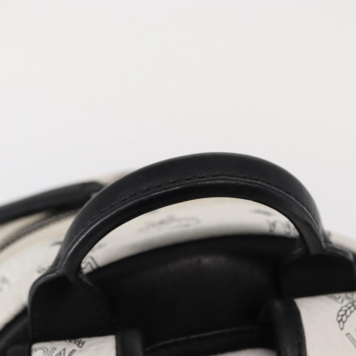 MCM Vicetos Logogram Backpack PVC Leather White Silver Auth kk581