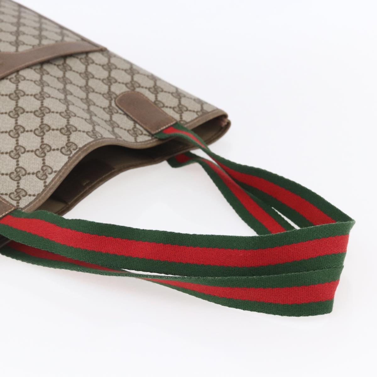 GUCCI GG Supreme Web Sherry Line Tote Bag PVC Beige 41 004 4465 Auth kk582