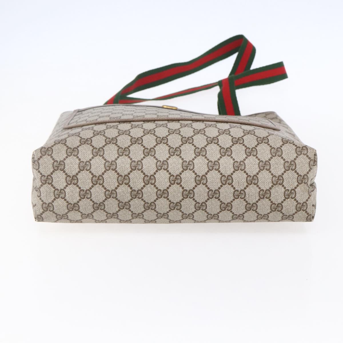 GUCCI GG Supreme Web Sherry Line Tote Bag PVC Beige 41 004 4465 Auth kk582