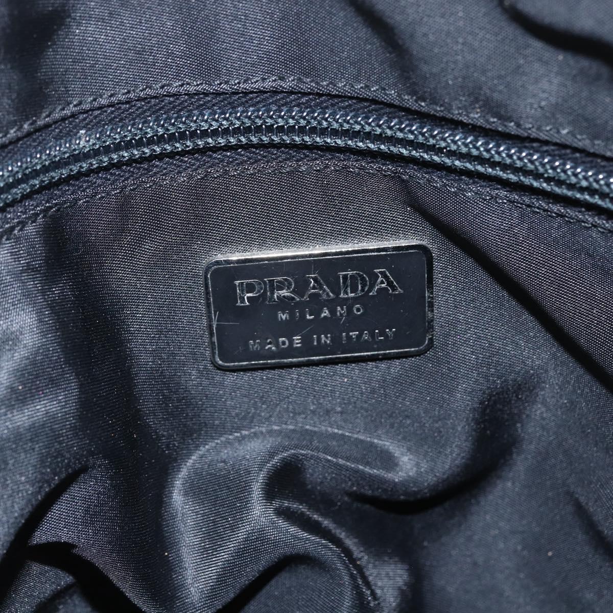 PRADA Chain Shoulder Bag Nylon Black Silver Auth kk583