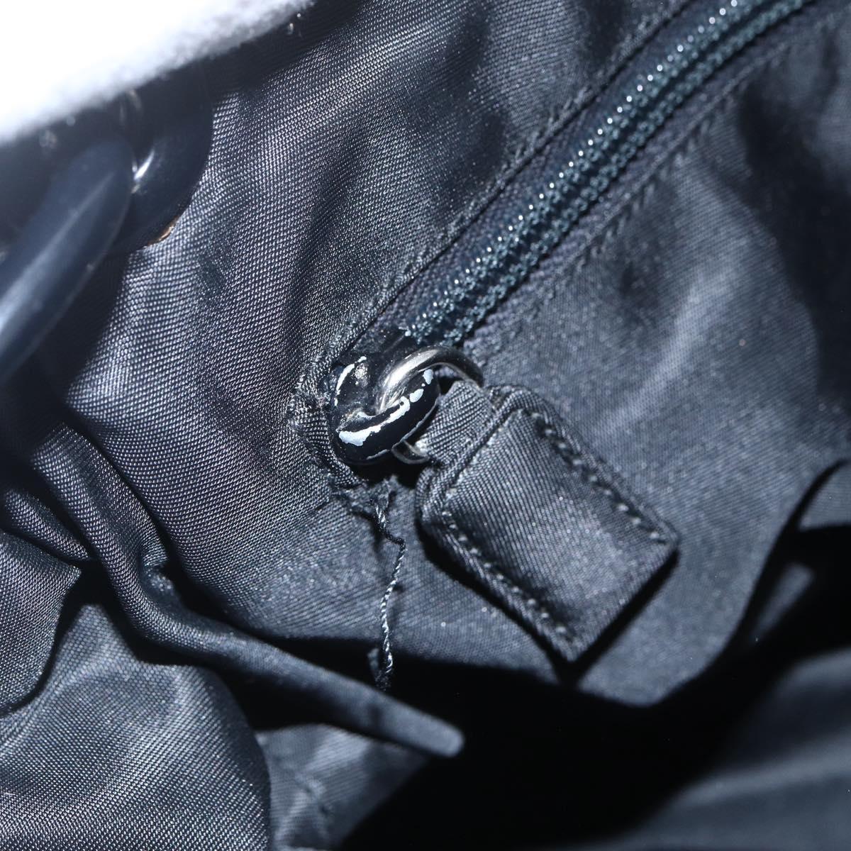PRADA Chain Shoulder Bag Nylon Black Silver Auth kk583