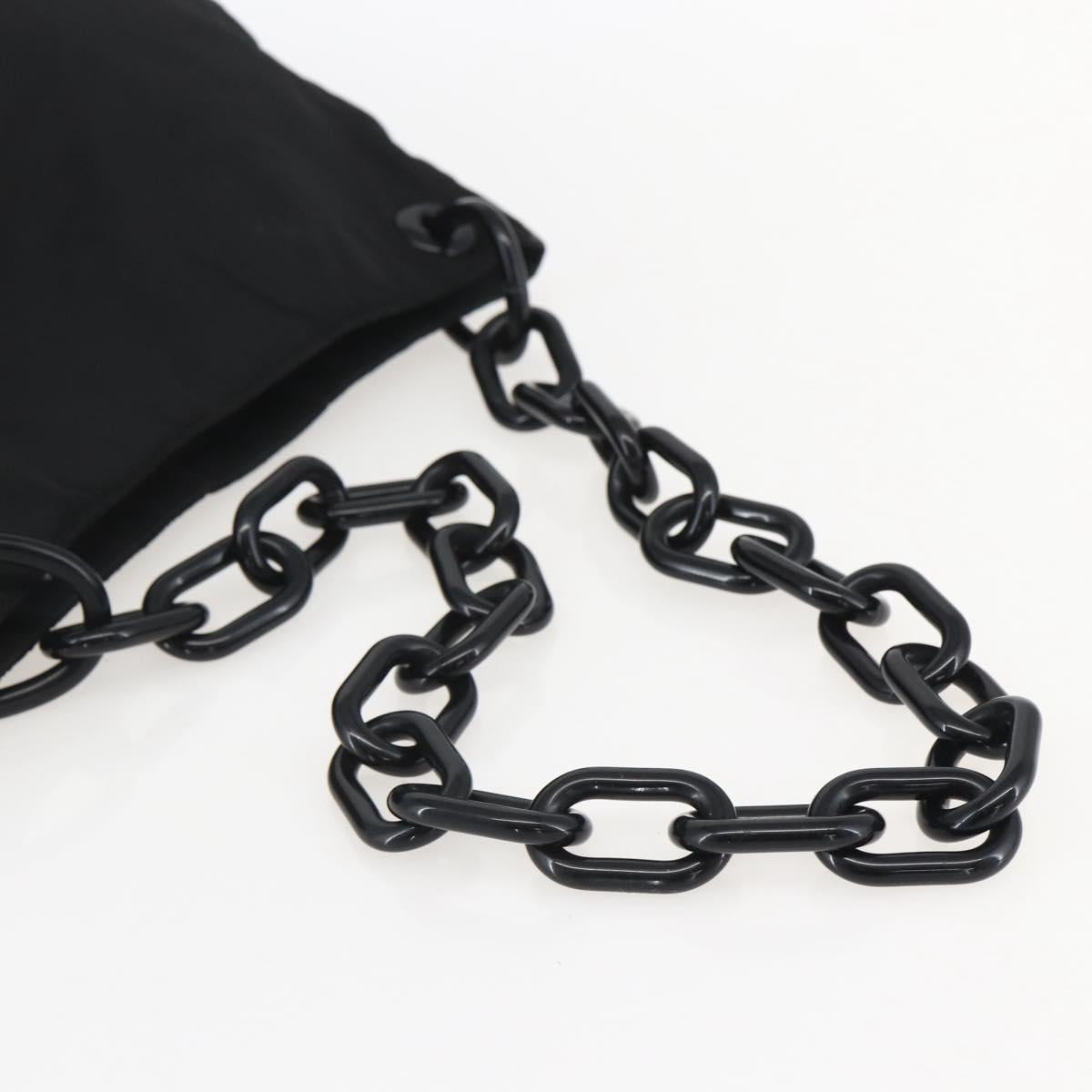 PRADA Chain Shoulder Bag Nylon Black Silver Auth kk583