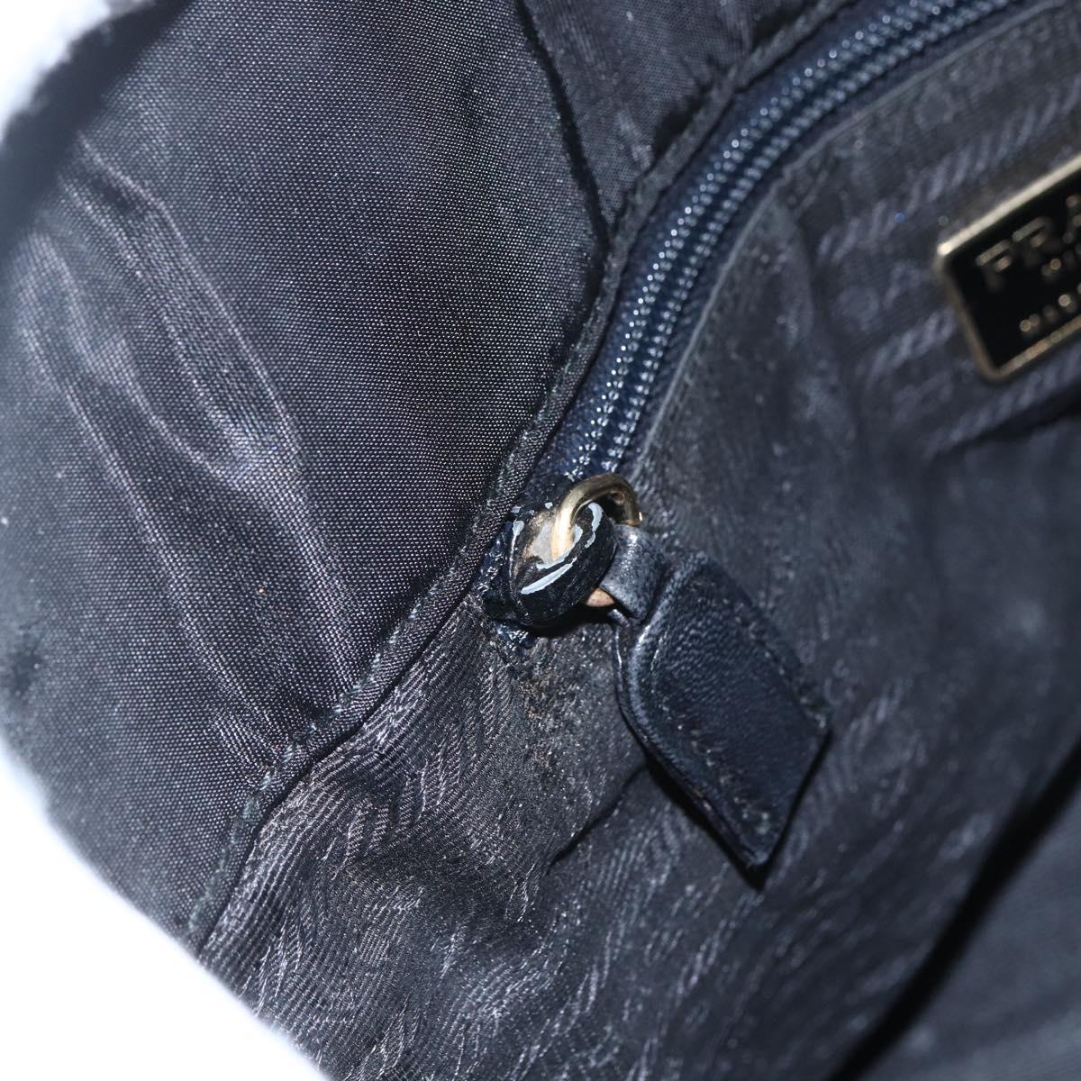 PRADA Chain Tote Bag Leather Black Gold Auth kk585