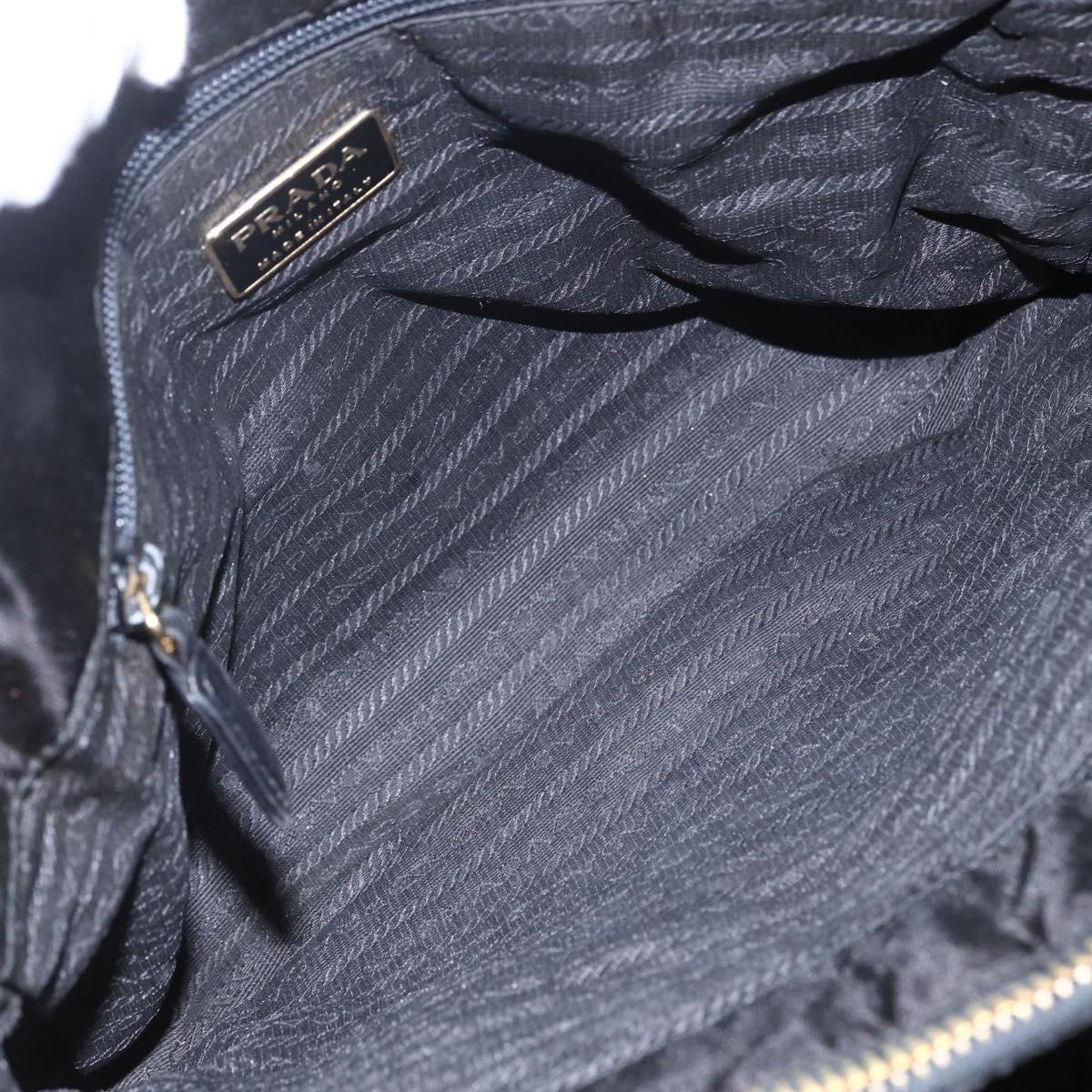 PRADA Chain Tote Bag Leather Black Gold Auth kk585