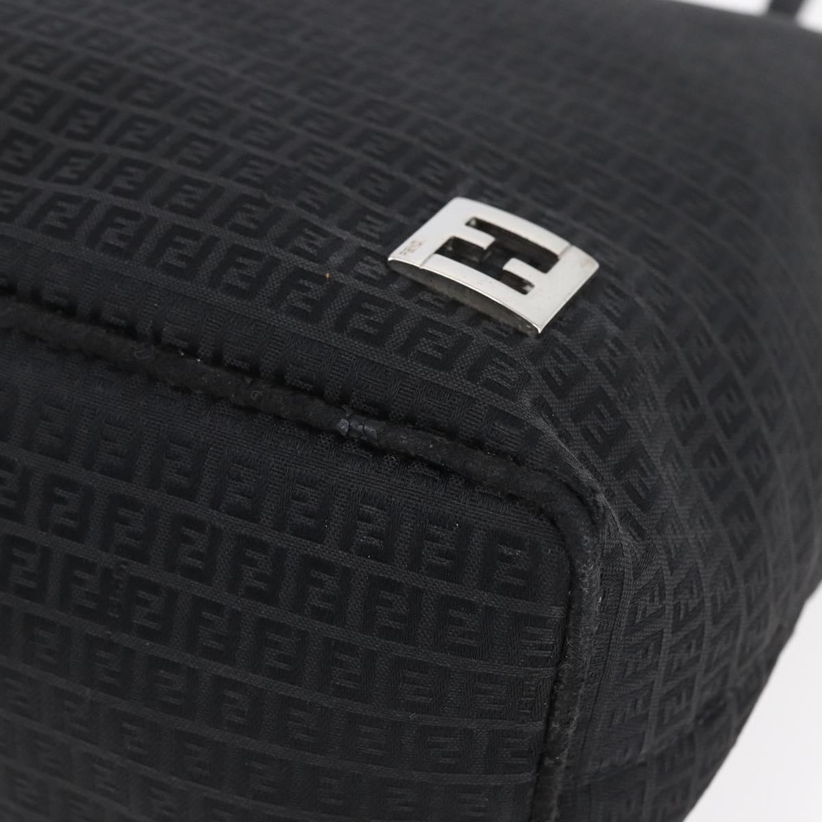 FENDI Zucchino Canvas Tote Bag Black Silver Auth kk586
