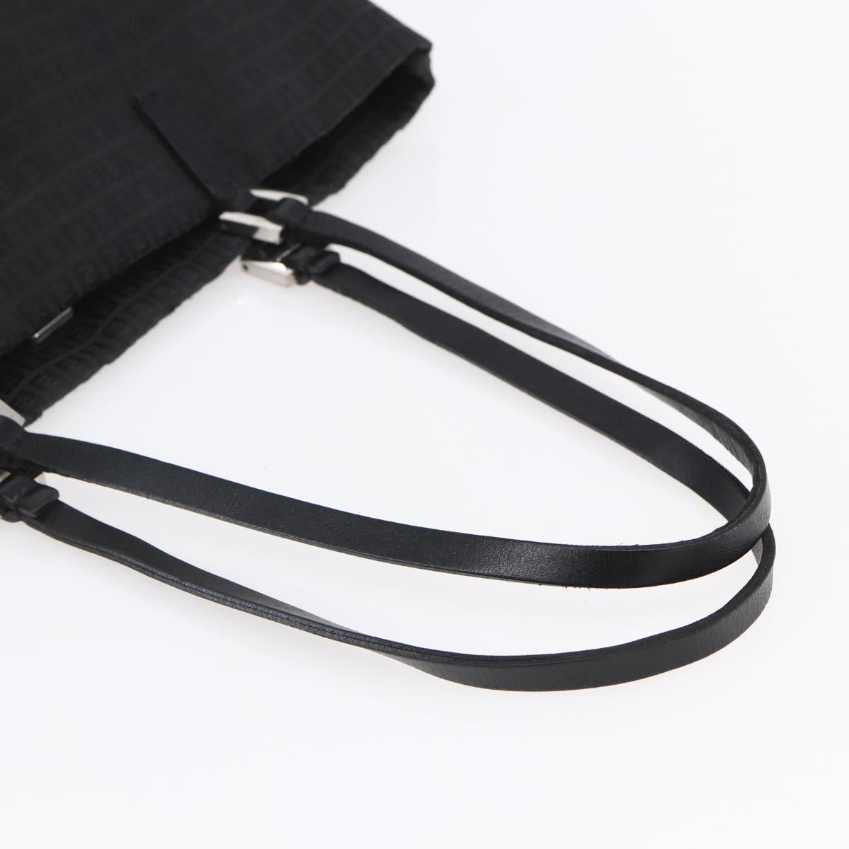 FENDI Zucchino Canvas Tote Bag Black Silver Auth kk586