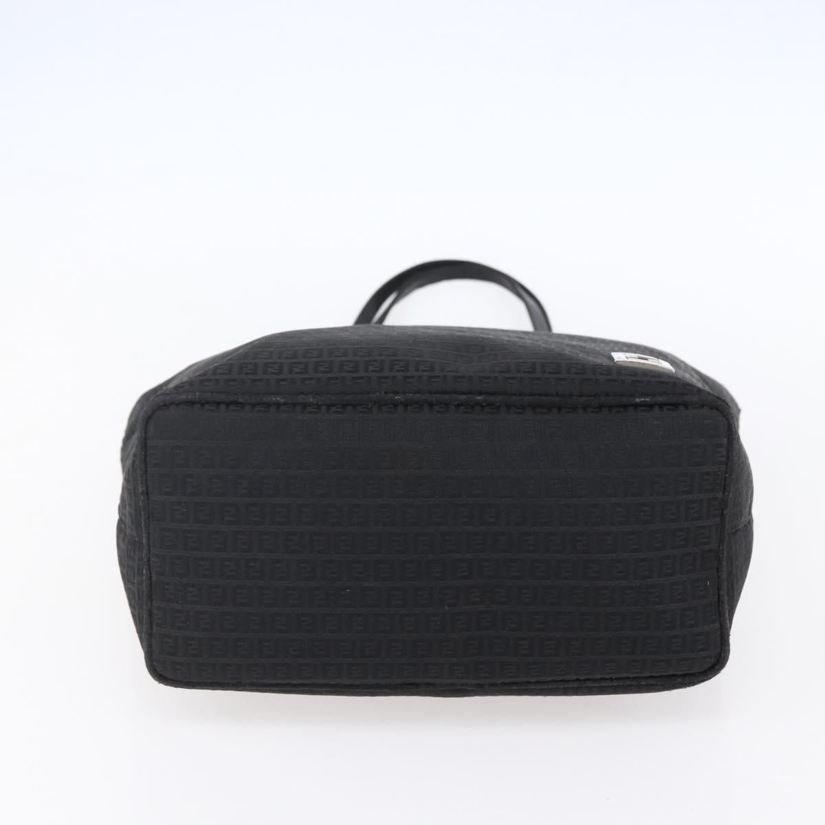 FENDI Zucchino Canvas Tote Bag Black Silver Auth kk586