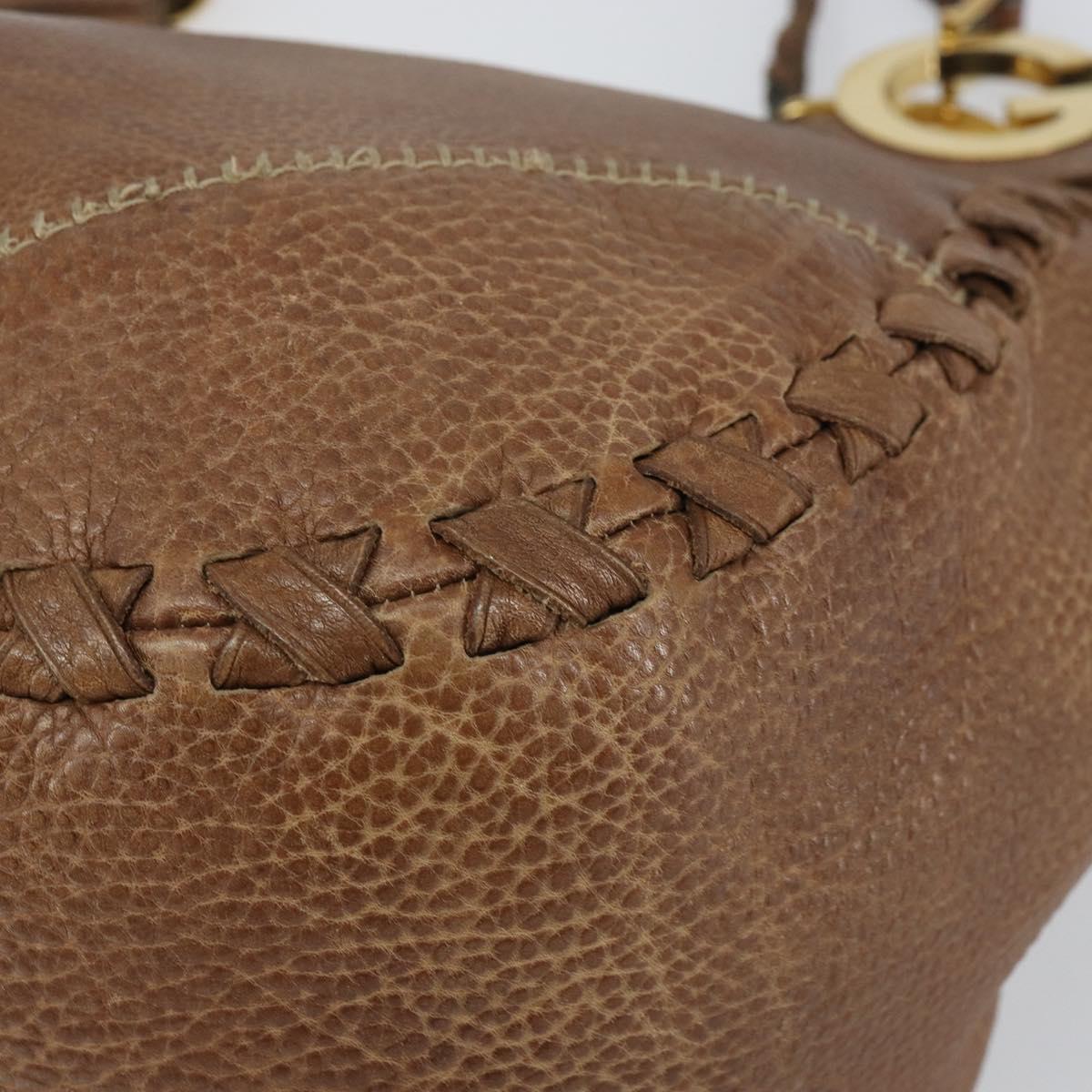 GUCCI Charlotte Hand Bag Leather Brown Gold 218782 Auth kk588
