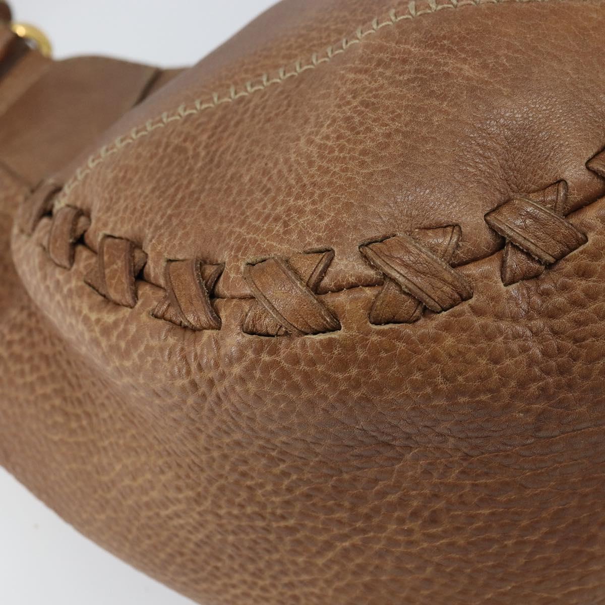 GUCCI Charlotte Hand Bag Leather Brown Gold 218782 Auth kk588