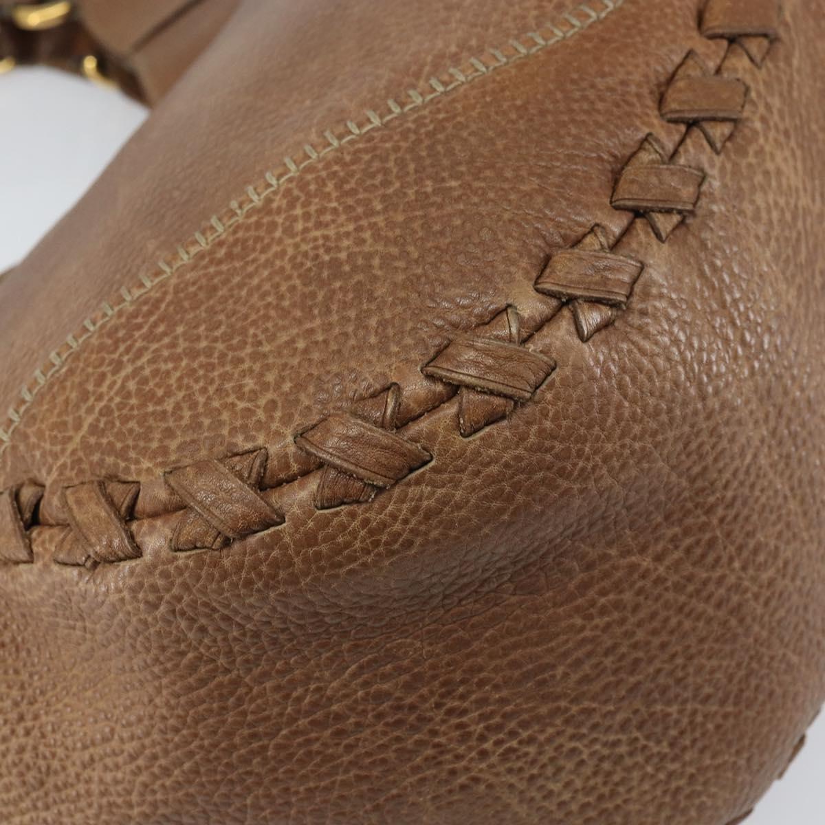 GUCCI Charlotte Hand Bag Leather Brown Gold 218782 Auth kk588
