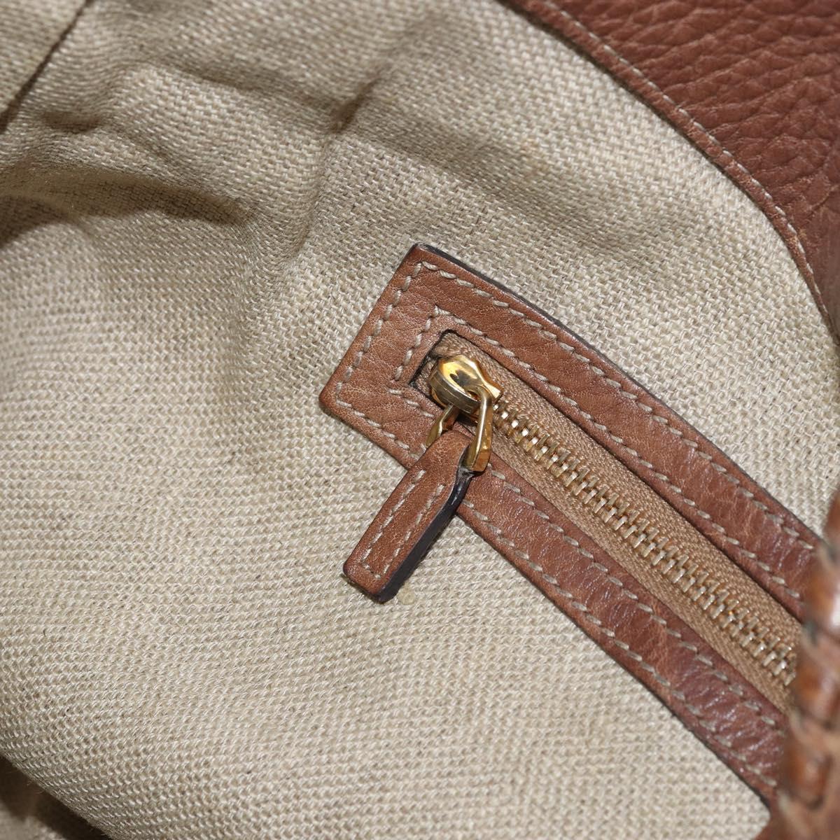 GUCCI Charlotte Hand Bag Leather Brown Gold 218782 Auth kk588