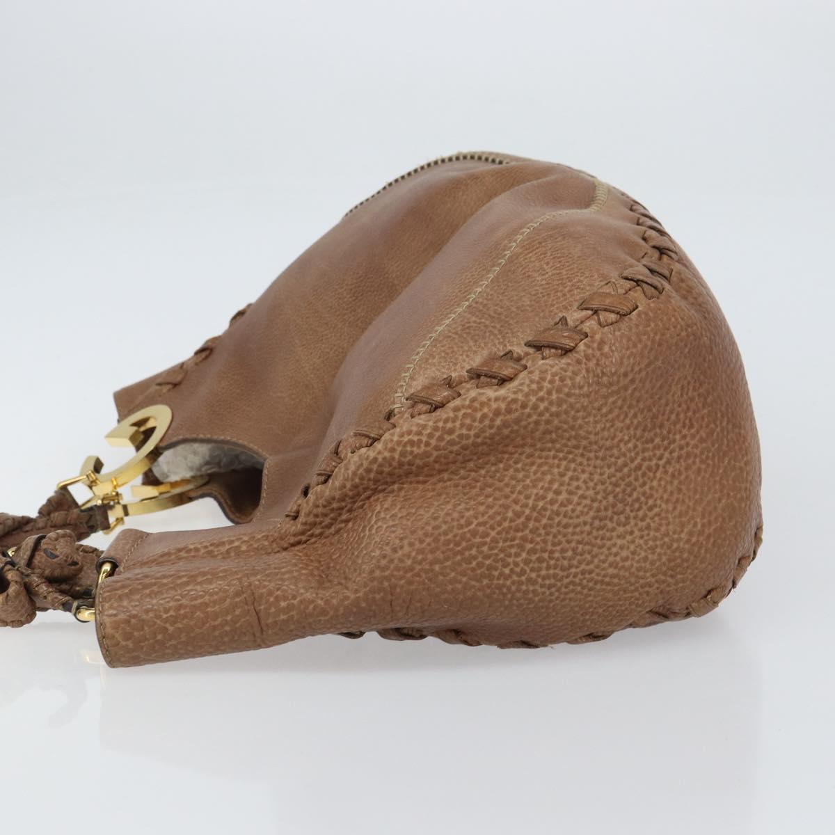 GUCCI Charlotte Hand Bag Leather Brown Gold 218782 Auth kk588