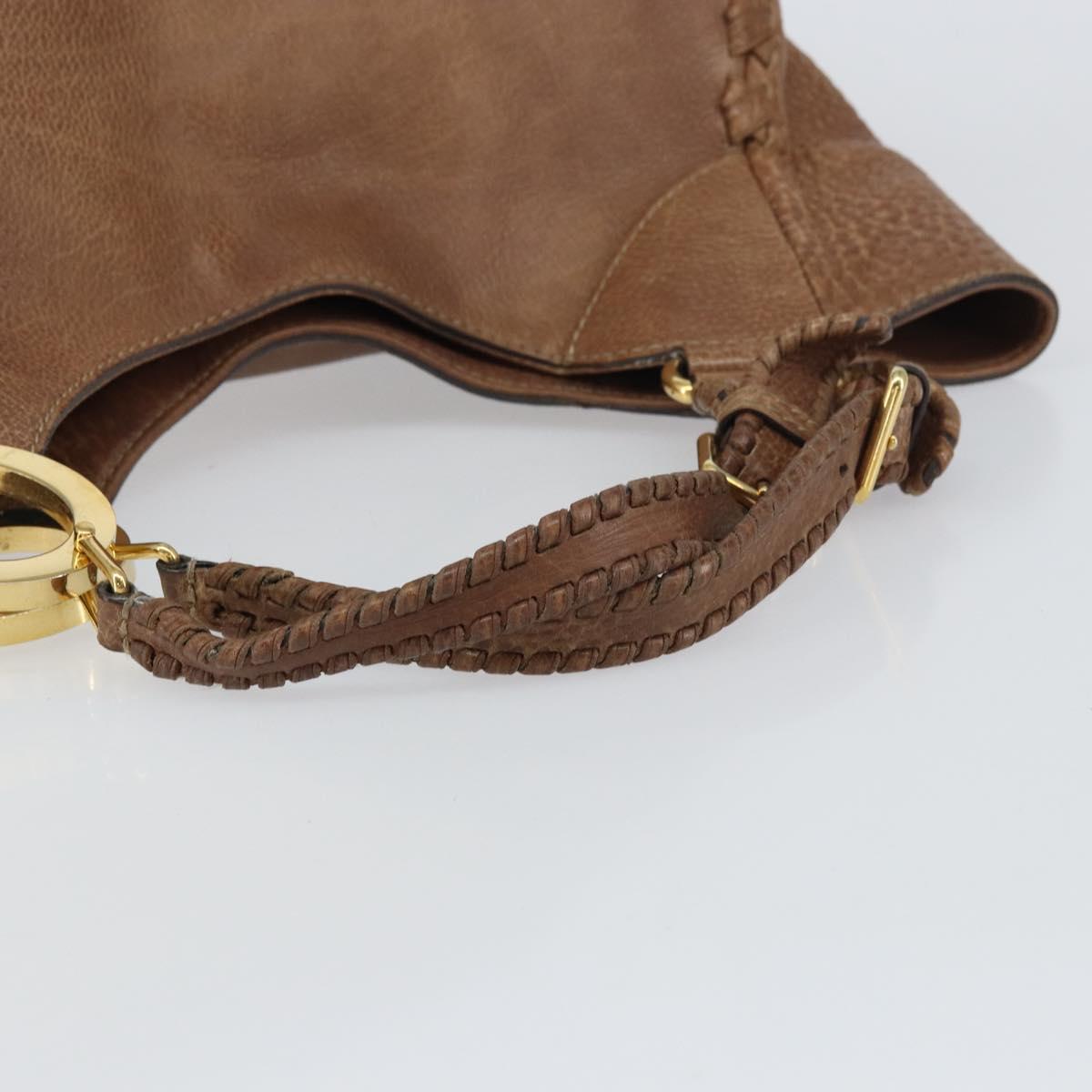 GUCCI Charlotte Hand Bag Leather Brown Gold 218782 Auth kk588
